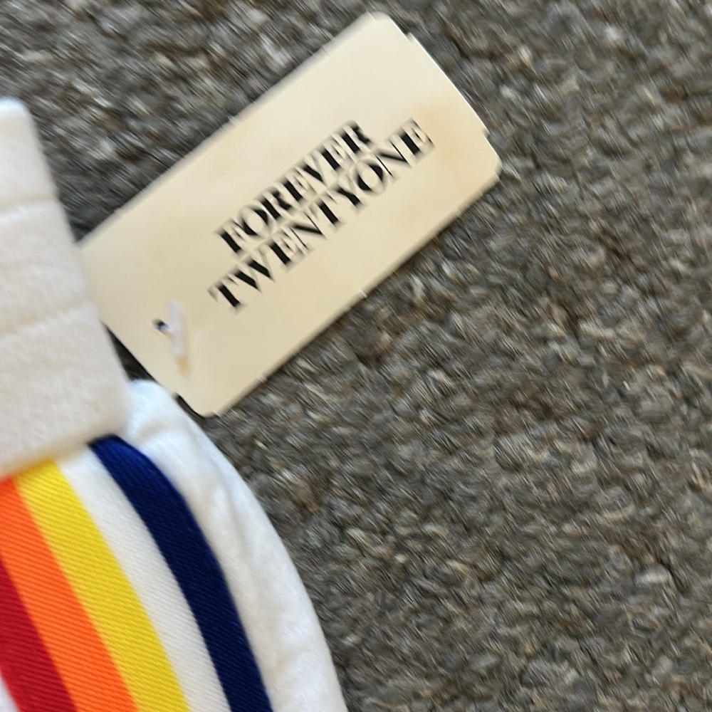 NWT Forever 21 White With Rainbow Stripe Knit Track Pants - Picture 3 of 5